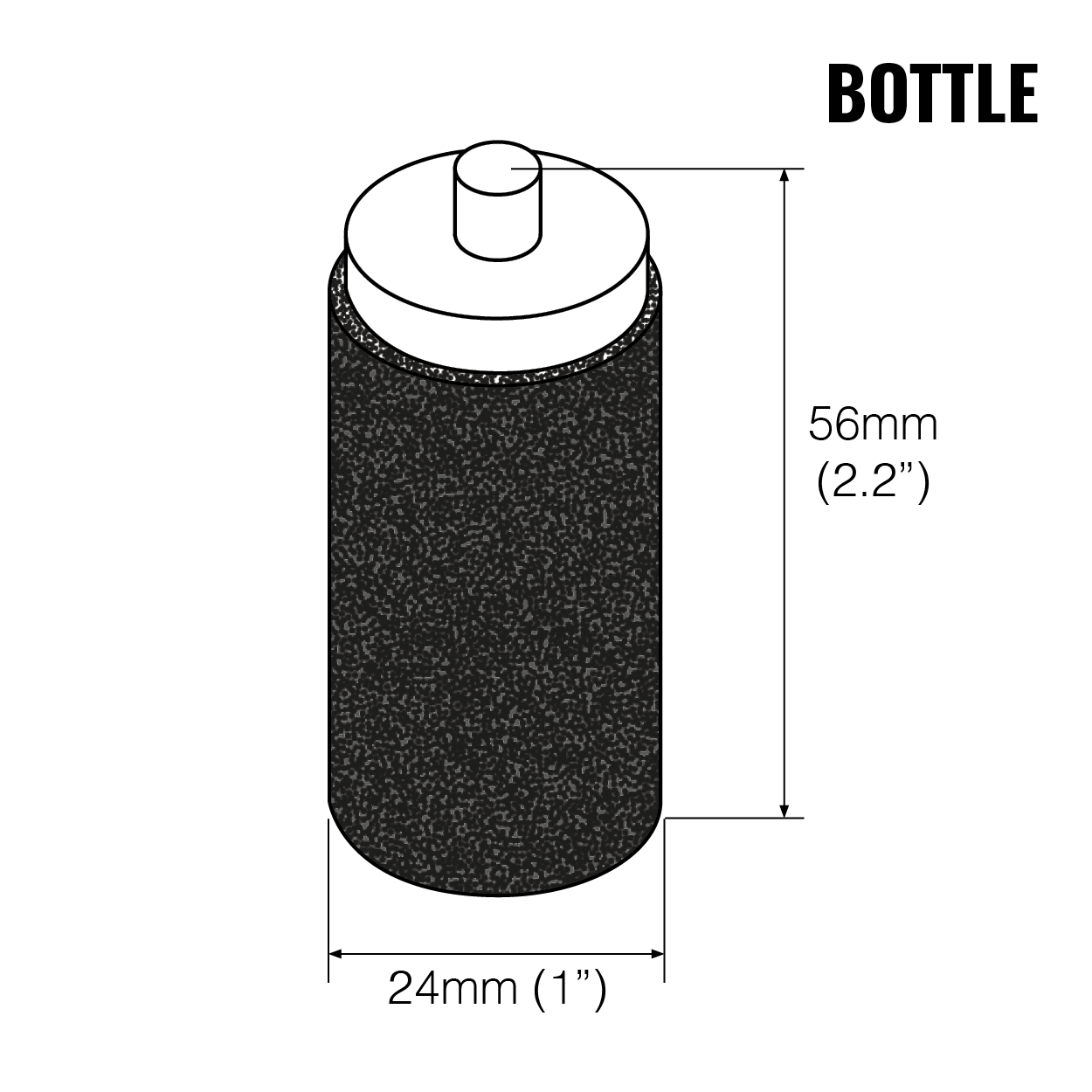 Graphic showing the dimensions of a LifeSaver Bottle Carbon Filter