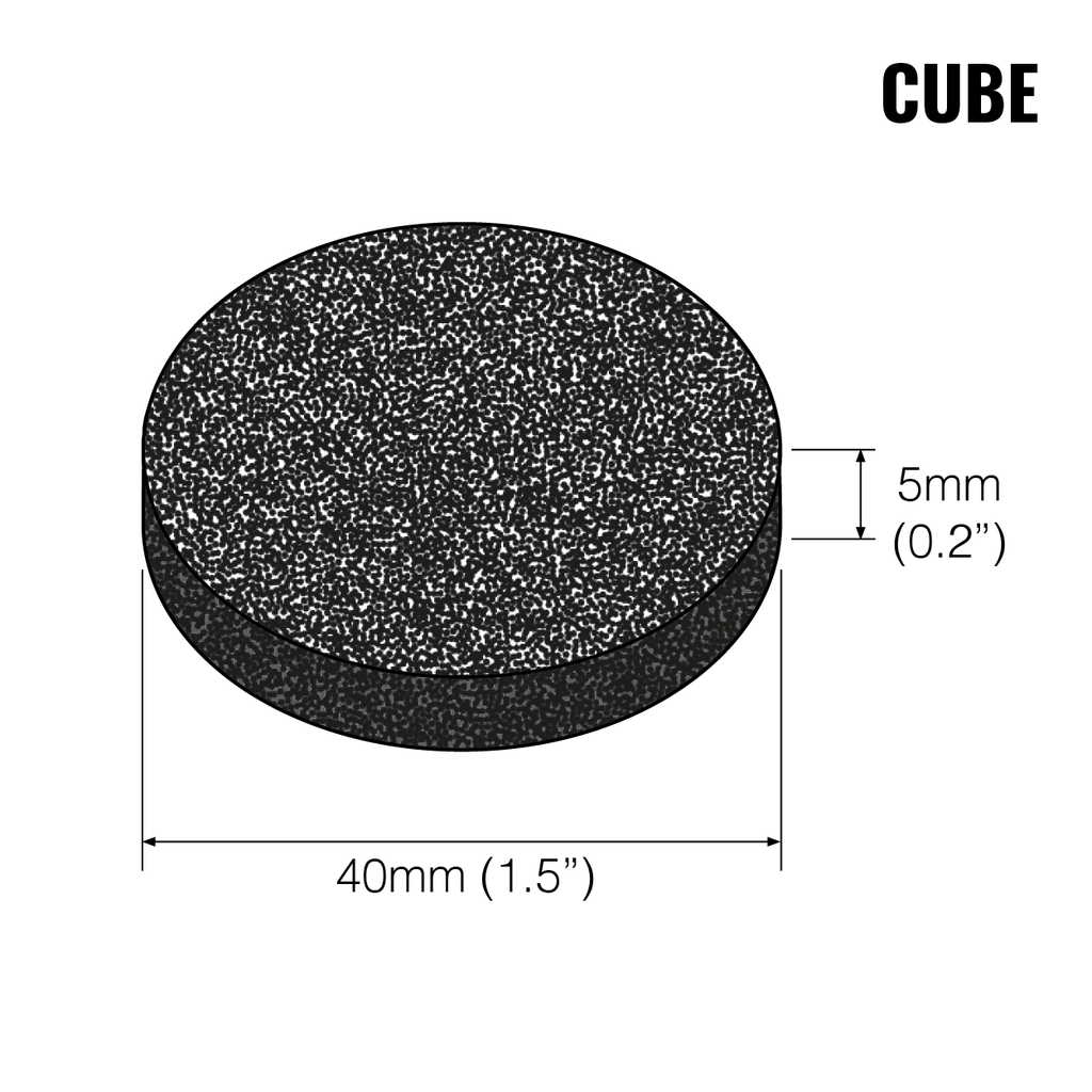 Graphic showing the dimensions of a Cube Carbon Filter
