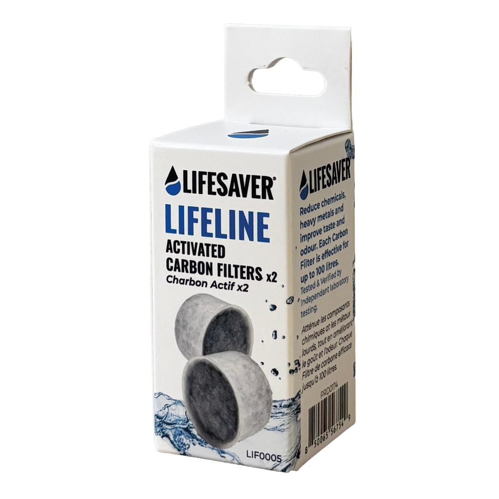 Lifesaver Lifeline Activated Carbon Filters packaging on a white background