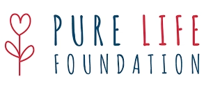 Logo of Pure Life Foundation with a heart and leaf design.